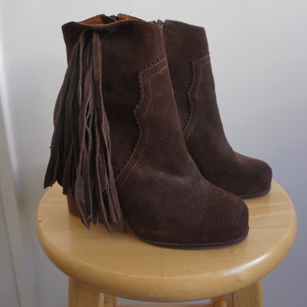 Fringe Heel Cowboy Inspired Ankle Boots SIZE 7.5